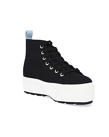 360 degree animation of product Superga black high top trainers frame-18