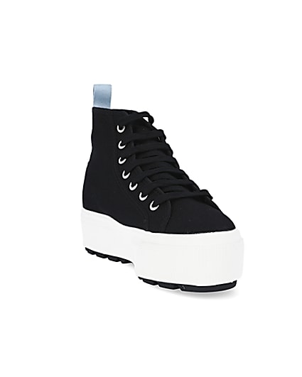 360 degree animation of product Superga black high top trainers frame-19