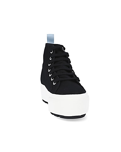 360 degree animation of product Superga black high top trainers frame-20