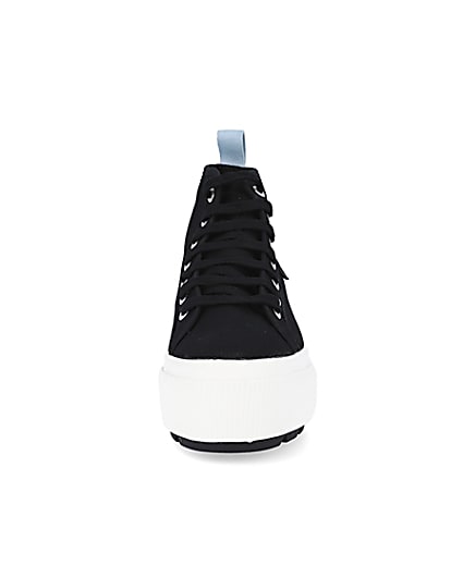 360 degree animation of product Superga black high top trainers frame-21
