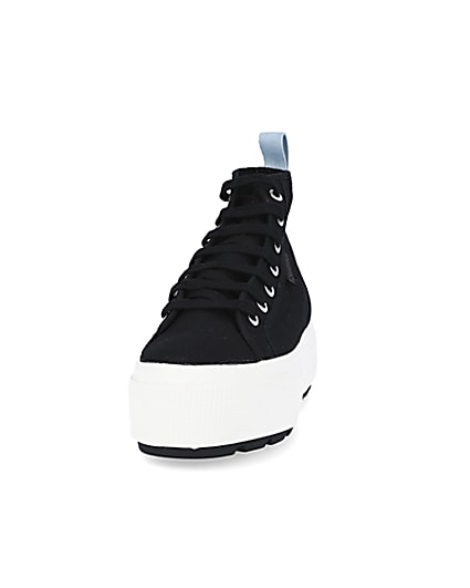 360 degree animation of product Superga black high top trainers frame-22