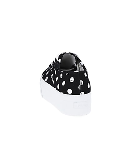 360 degree animation of product Superga black polka dot flatform trainers frame-8