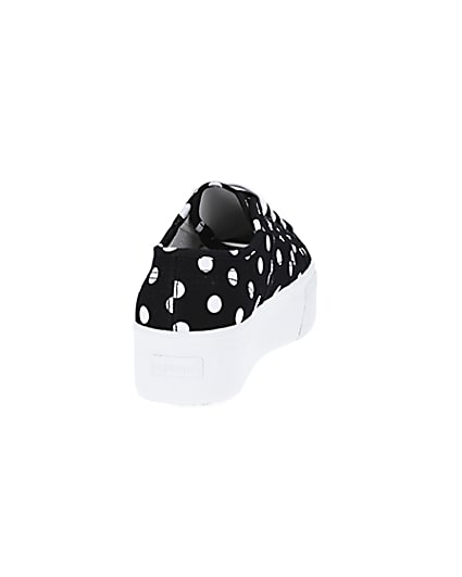 360 degree animation of product Superga black polka dot flatform trainers frame-10