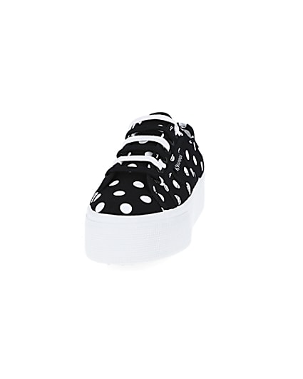 360 degree animation of product Superga black polka dot flatform trainers frame-22