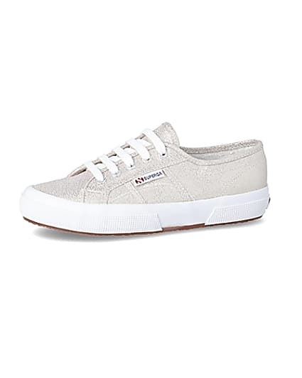 360 degree animation of product Superga gold metallic classic trainers frame-2