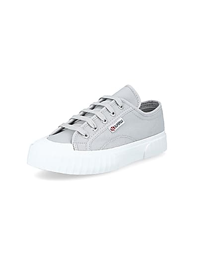 360 degree animation of product Superga grey canvas trainers frame-0