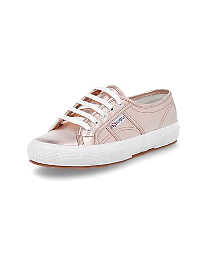 360 degree animation of product Superga pink metallic trainers frame-0