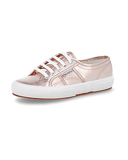 360 degree animation of product Superga pink metallic trainers frame-1