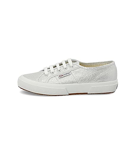 360 degree animation of product Superga silver lace-up runner trainers frame-3