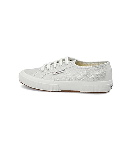 360 degree animation of product Superga silver lace-up runner trainers frame-4
