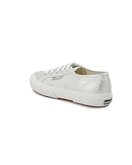 360 degree animation of product Superga silver lace-up runner trainers frame-6
