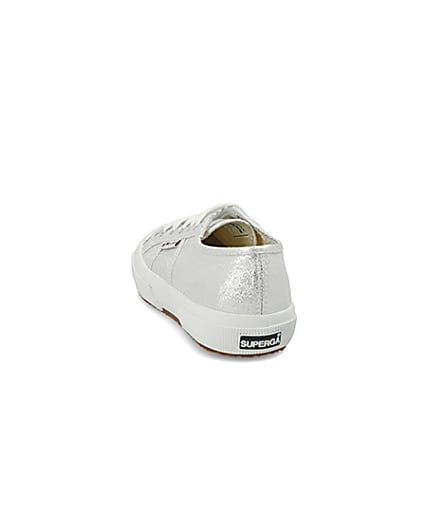 360 degree animation of product Superga silver lace-up runner trainers frame-8