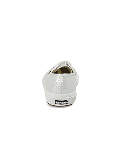 360 degree animation of product Superga silver lace-up runner trainers frame-9
