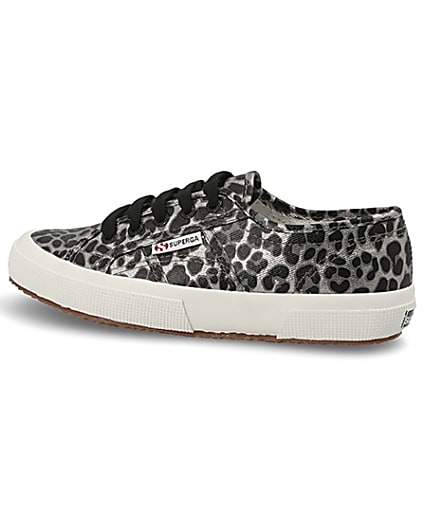 360 degree animation of product Superga silver leopard print runner trainers frame-4