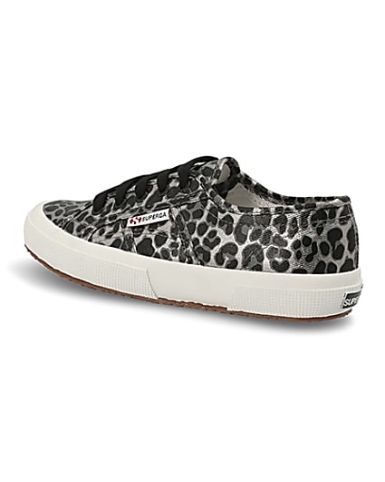 360 degree animation of product Superga silver leopard print runner trainers frame-5