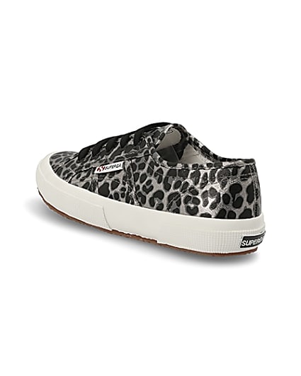 360 degree animation of product Superga silver leopard print runner trainers frame-6
