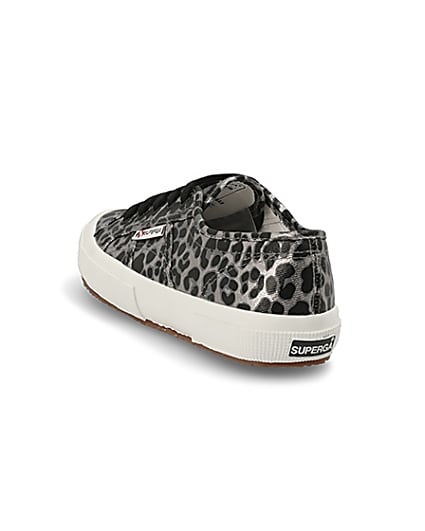 360 degree animation of product Superga silver leopard print runner trainers frame-7