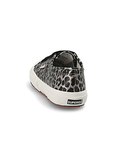 360 degree animation of product Superga silver leopard print runner trainers frame-8
