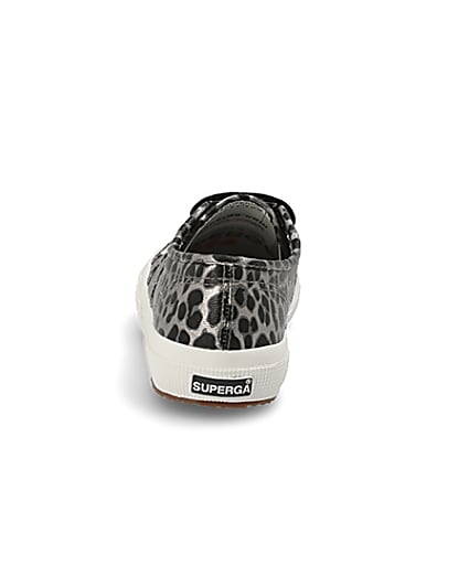 360 degree animation of product Superga silver leopard print runner trainers frame-9