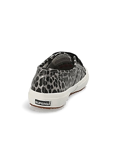 360 degree animation of product Superga silver leopard print runner trainers frame-10
