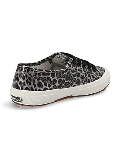 360 degree animation of product Superga silver leopard print runner trainers frame-12