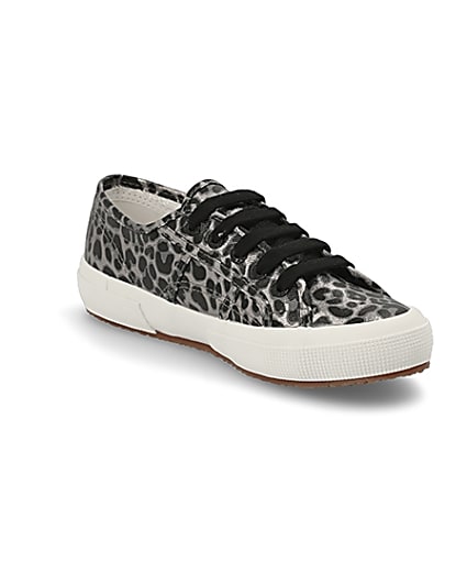360 degree animation of product Superga silver leopard print runner trainers frame-18