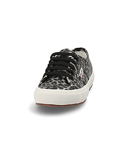360 degree animation of product Superga silver leopard print runner trainers frame-22