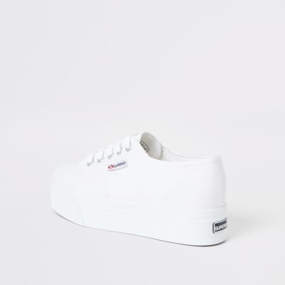 Superga white flatform runner trainers