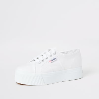 Superga white flatform runner trainers