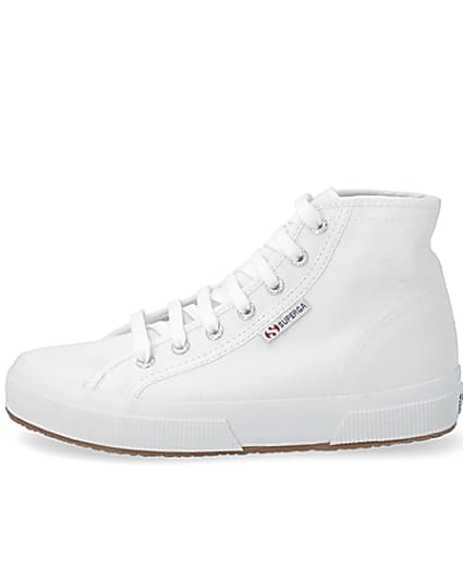 360 degree animation of product Superga white high top lace-up trainers frame-3
