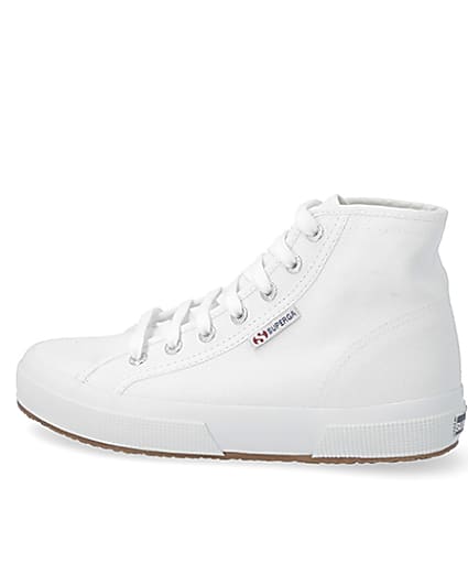 360 degree animation of product Superga white high top lace-up trainers frame-4