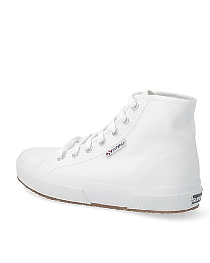 360 degree animation of product Superga white high top lace-up trainers frame-5