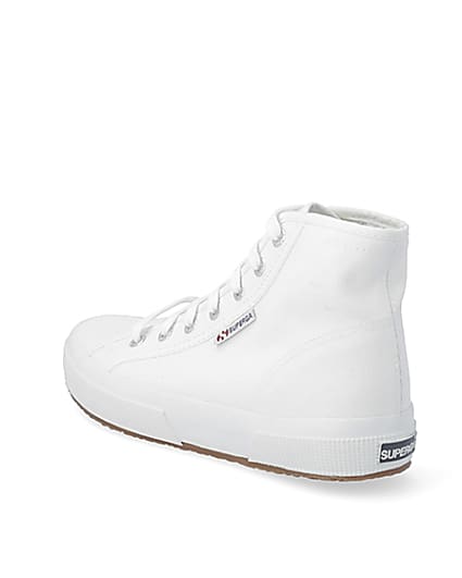 360 degree animation of product Superga white high top lace-up trainers frame-6