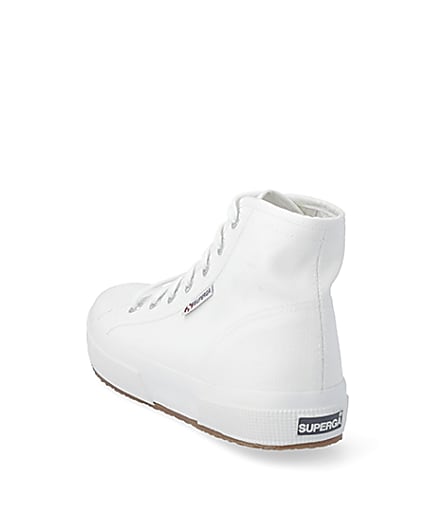360 degree animation of product Superga white high top lace-up trainers frame-7
