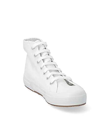 360 degree animation of product Superga white high top lace-up trainers frame-19
