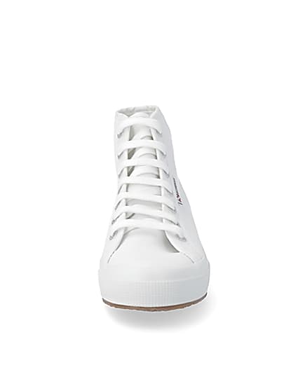 360 degree animation of product Superga white high top lace-up trainers frame-21