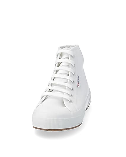 360 degree animation of product Superga white high top lace-up trainers frame-22