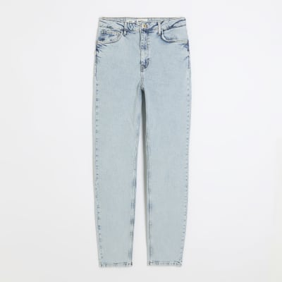 Tall blue high waisted mom jeans | River Island