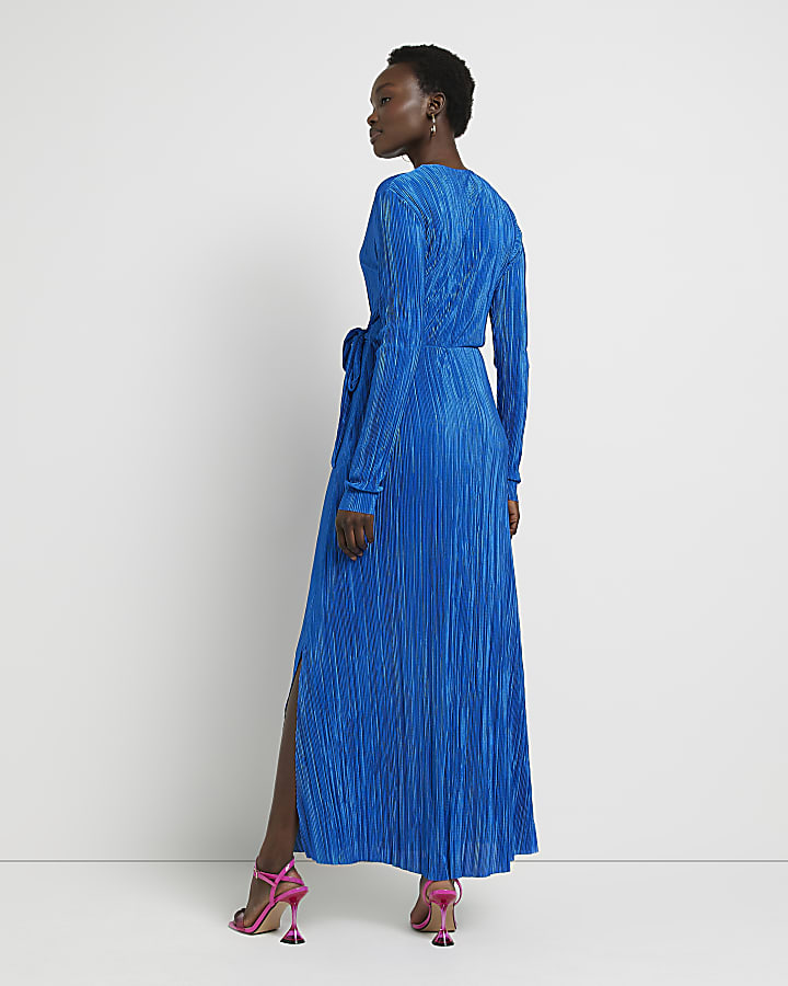 Tall blue wrap maxi dress