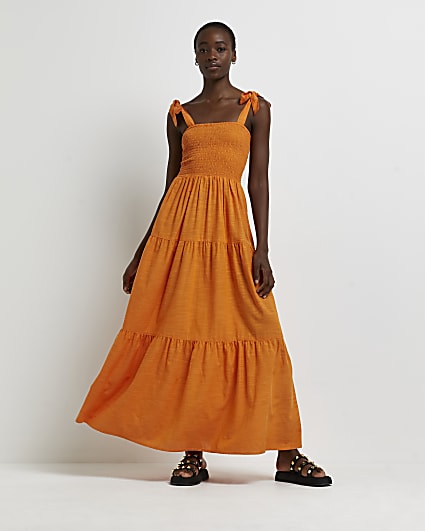 Tall orange maxi dress