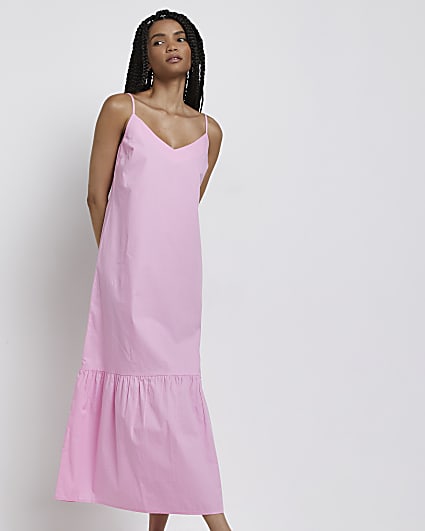Tall pink slip midi dress