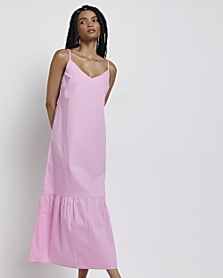 Tall pink slip midi dress