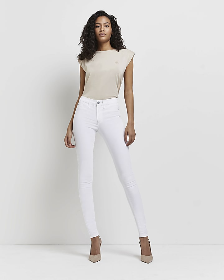 Tall white molly mid rise skinny jeans