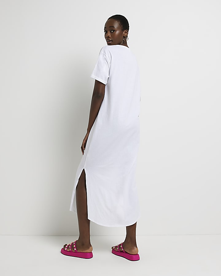 Tall white twist t-shirt midi dress