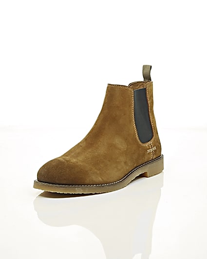 360 degree animation of product Tan brown suede chelsea boots frame-1