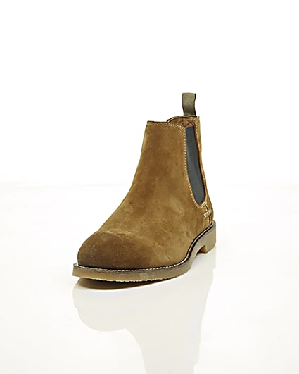 360 degree animation of product Tan brown suede chelsea boots frame-2