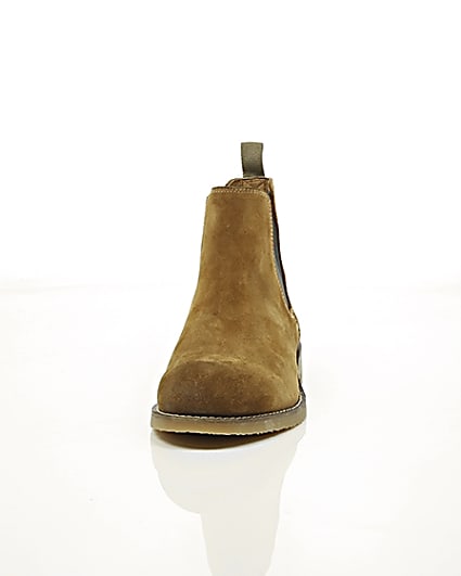 360 degree animation of product Tan brown suede chelsea boots frame-3