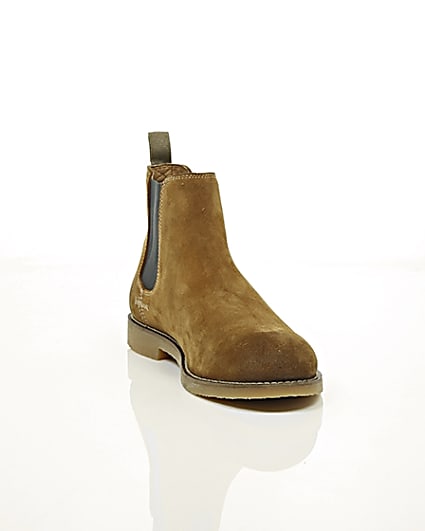360 degree animation of product Tan brown suede chelsea boots frame-5