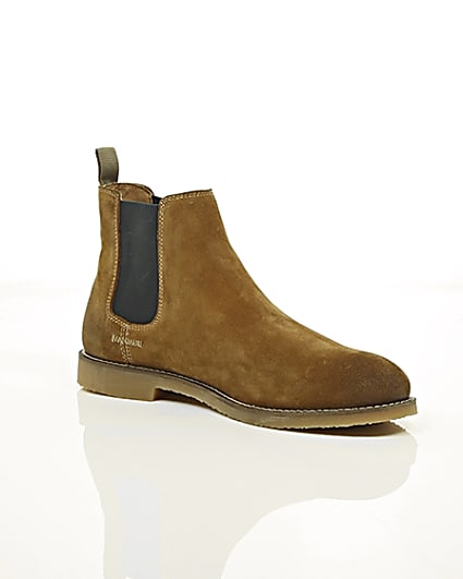 360 degree animation of product Tan brown suede chelsea boots frame-7