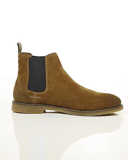 360 degree animation of product Tan brown suede chelsea boots frame-9